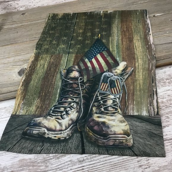 Rustic American Flag and Boots Garden Flag - Picture 5 of 9